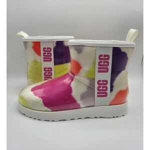 NIB UGG Classic Clear Mini Party Spots Waterproof Boots Multi Spring Womens
